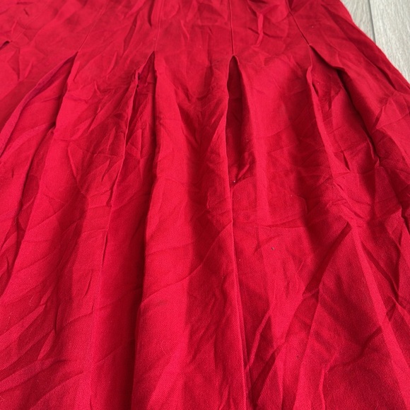 Vintage Lowell & Whitney Red Pleated Wool Skirt - Picture 2 of 9
